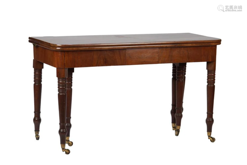 19TH C. MAHOGANY D-END DINNING TABLE