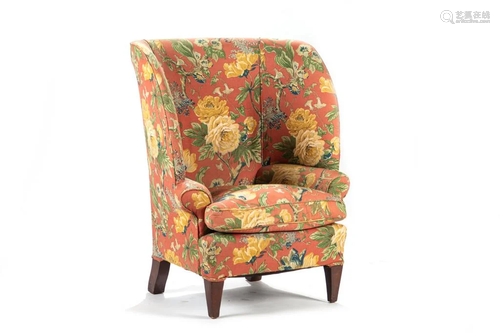 VINTAGE FLORAL UPHOLSTERED WINGBACK CHAIR