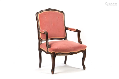 ANTIQUE ARMCHAIR WITH PINK UPHOLSTERY