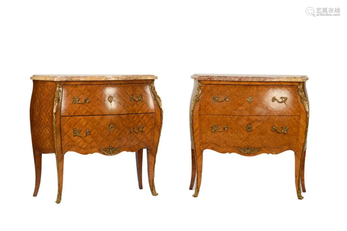 PAIR OF FRENCH MARBLE TOP COMMODES