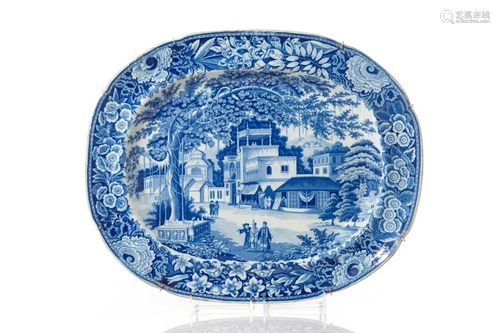 BLUE & WHITE TRANSFERWARE SERVING PLATTER