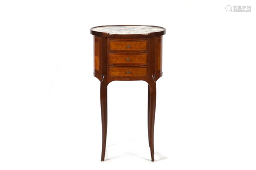 FRENCH INLAID 3 DRAWER SIDE TABLE