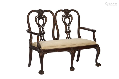 19TH C. CHIPPENDALE STYLE SETTEE