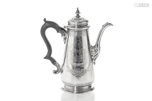 GEORGE II SILVER COFFEE POT, 835g