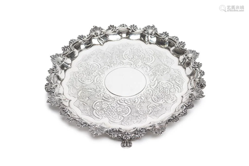 GEORGE III SILVER FOOTED SALVER, 1992g