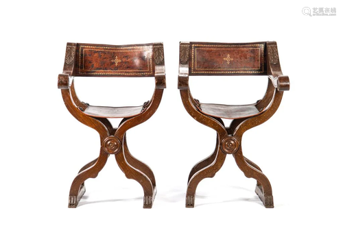 PAIR OF ITALIAN SAVONAROLA CHAIRS