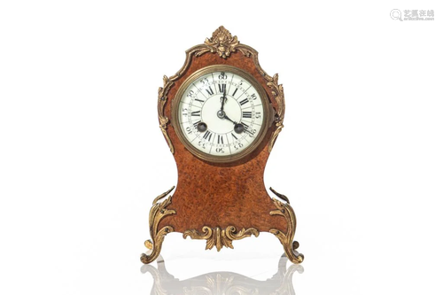 FRENCH BURLED WALNUT MANTEL CLOCK