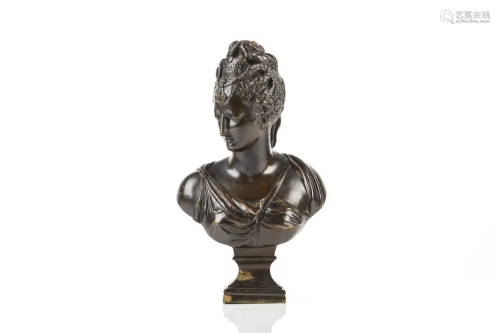 BRONZE BUST OF CLASSICAL WOMAN