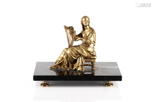 GILT METAL CLASSICAL SCULPTURE ON MARBLE BASE