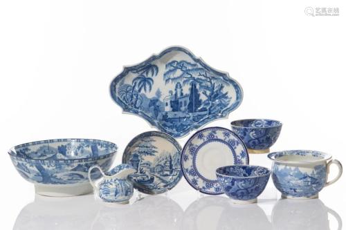 ASSORTED BLUE & WHITE TRANSFERWARE PORCELAIN