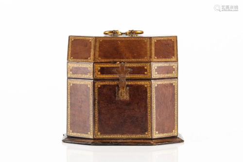 ANTIQUE LEATHER WRITING BOX