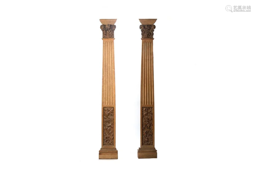 PAIR OF CARVED COLUMN ARCHITECTURAL DETAILS