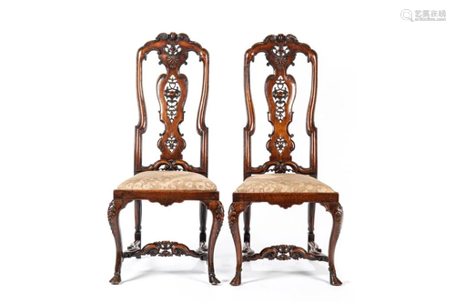 PAIR OF QUEEN ANNE WALNUT CHAIRS