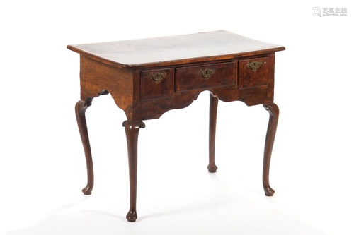 GEORGE II MAHOGANY AND BURLED WALNUT LOWBOY