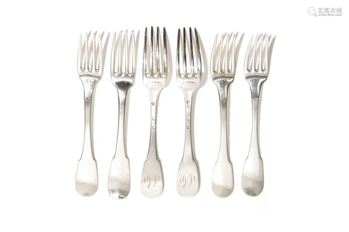 SIX 19TH C SILVER FRENCH FORKS 372g