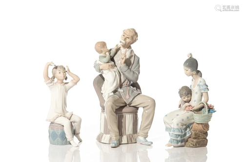 THREE LLADRO PORCELAIN FIGURES