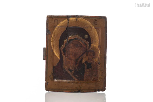 19TH C RUSSIAN ICON PAINTED ON WOOD PANEL