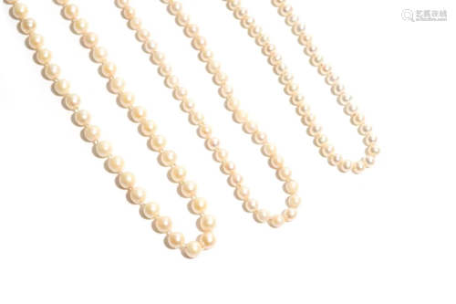 THREE PEARL NECKLACES