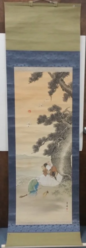 Signed Stamped 5of10 52x19 Couple Japanese Scroll