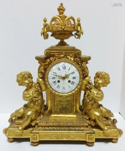 Boucher Gravet Gilt Bronze French Continental Clock