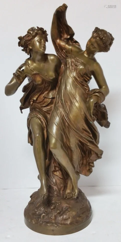 Mathurin Moreau Bronze Goddesses Neoclassical Statue
