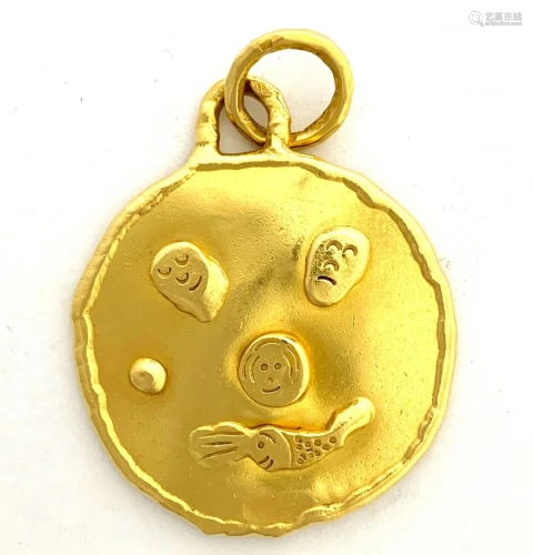 Rare 22K Gold Jean Mahie Happy Faces 32.1 Gra…