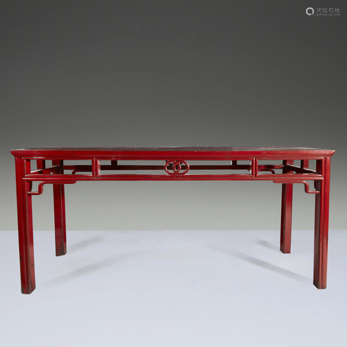 A Chinese red lacquered altar table,