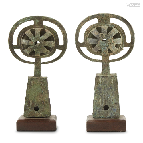 An associated pair of Chinese bronze carriage bells,