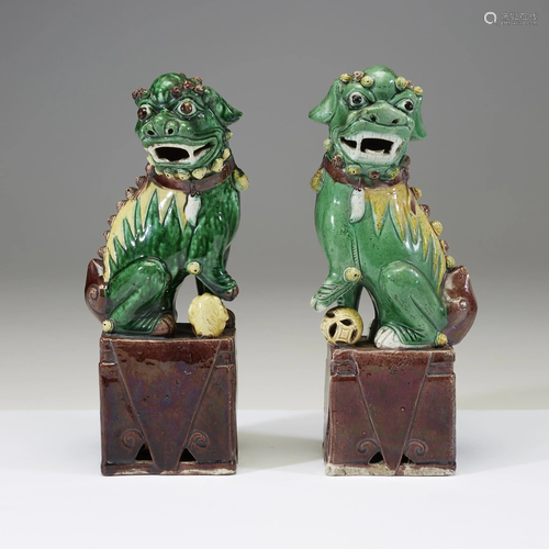 An associated pair of Chinese sancai-glazed porcel…