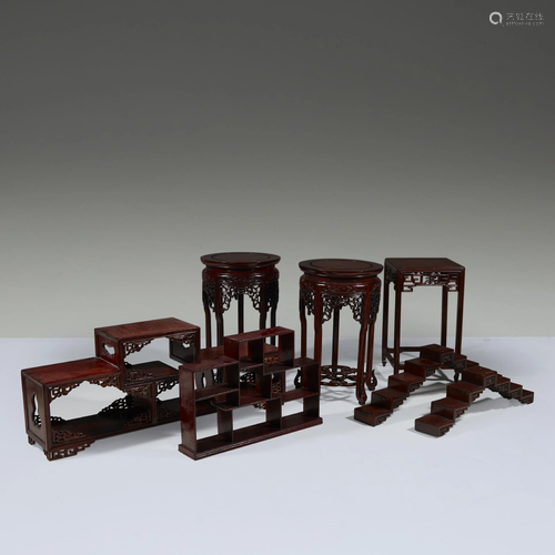 A group of seven assorted Chinese hardwood s…