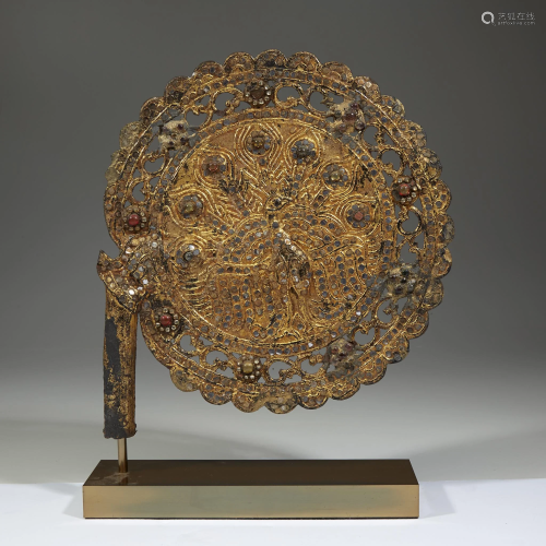 A Burmese embellished gilt and lacquered metal pier…