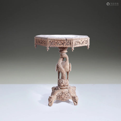 An Anglo-Indian bleached wood carved table,…