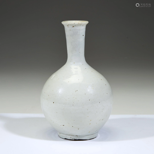 A Korean white glazed porcelain bottle vase, Joseon