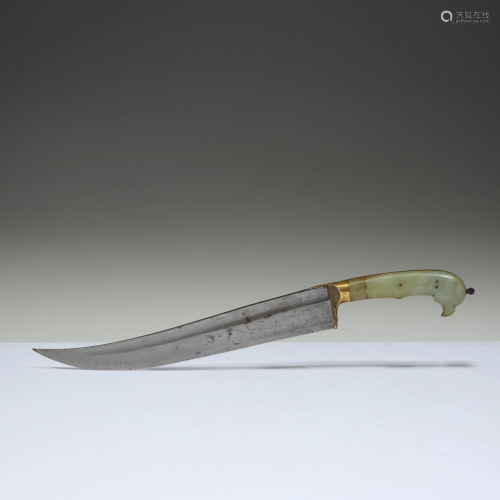 An Indian jade-hilted khanjar dagger,