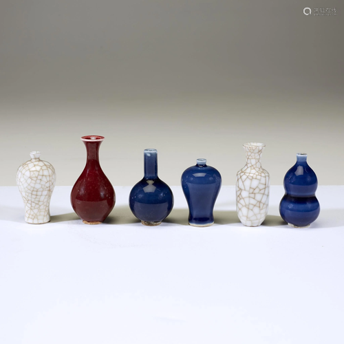 A group of six Chinese miniature porcelain vases,