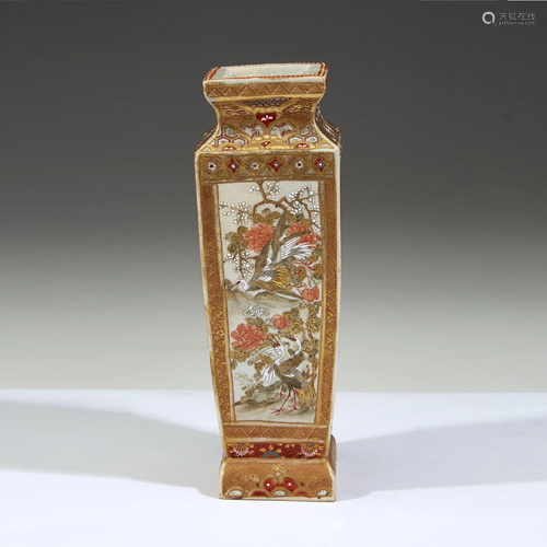 A Japanese Satsuma-style pottery footed vase, Late…