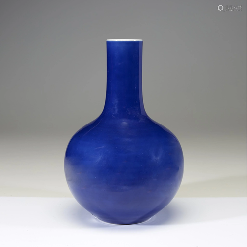 A Chinese blue glazed bottle vase,