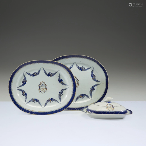 Two Chinese export porcelain graduated oval plat…