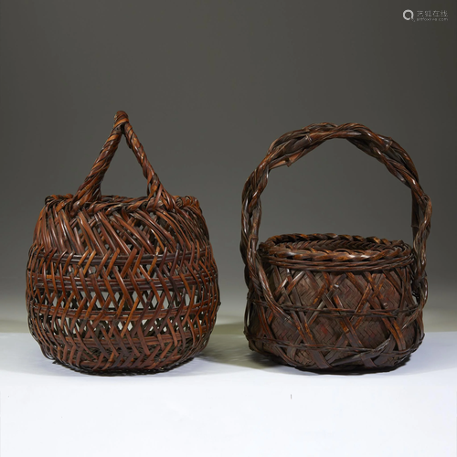 Two Japanese ikebana baskets,