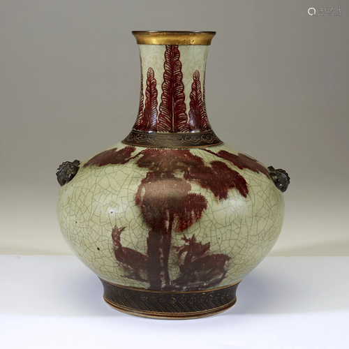 A Chinese underglaze red-decorated bottle vase, 18th