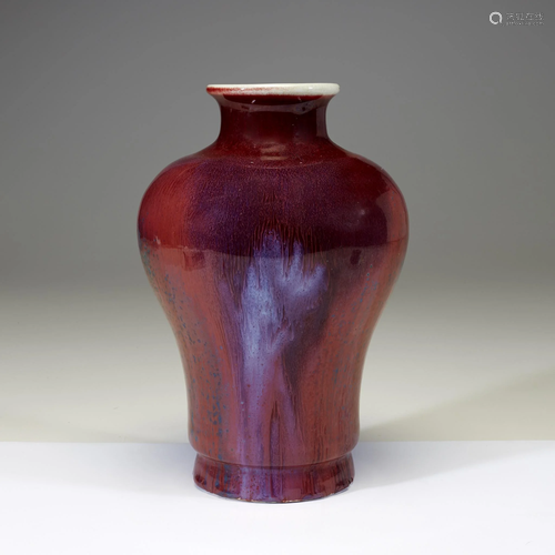 A Chinese flambe-glazed baluster vase,