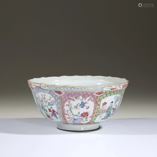 A Chinese famille rose-decorated lobed bowl,