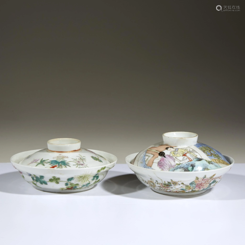 Two Chinese famille rose-decorated porcelain bowl…