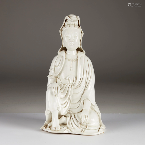 A large Chinese blanc de chine figure of Guanyin