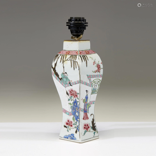 A Chinese famille rose-decorated baluster vase,