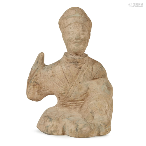 A Sichuan seated pottery figure, Han dynasty