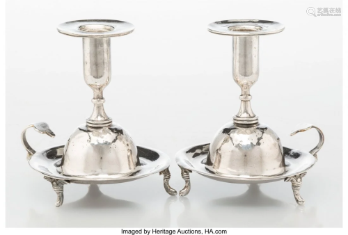 28167: A Pair of Mexican Silver Candlesticks, …