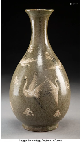 28063: A Korean Goryeo Ware Pear-Shaped Va…