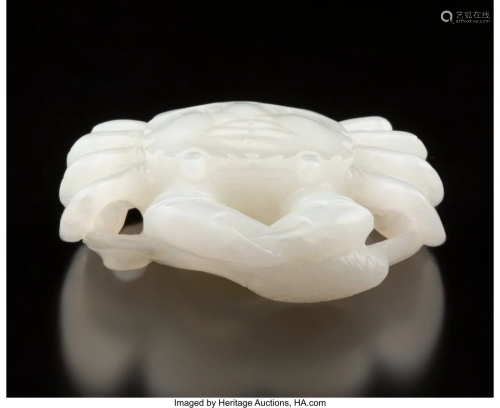 28025: A Chinese White Jade Crab 3/4 x 2-1/8…