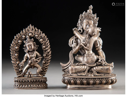 28052: Two Silver Sino-Tibetan Dharmapala-Form Reli…